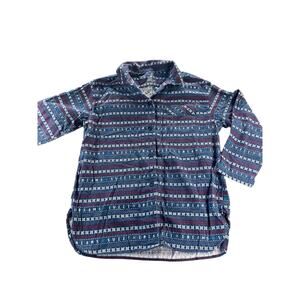 Sleep Sense Blue Printed Long Sleeve Sleepwear Pajama Shirt Womens Size Medium